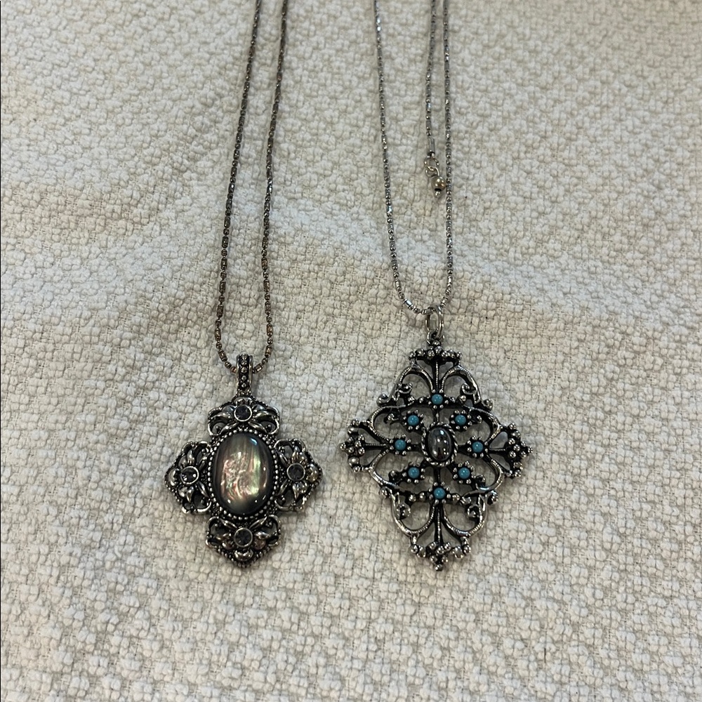 Elegant Silver and Turquoise Pendant Necklaces